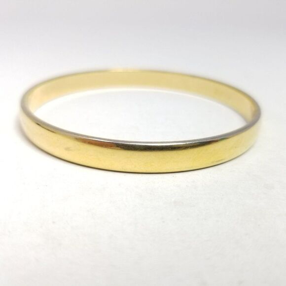 Vintage Monet Solid Polished Gold Tone Bangle Bracelet, Plain Stacking Estate - Picture 2 of 6